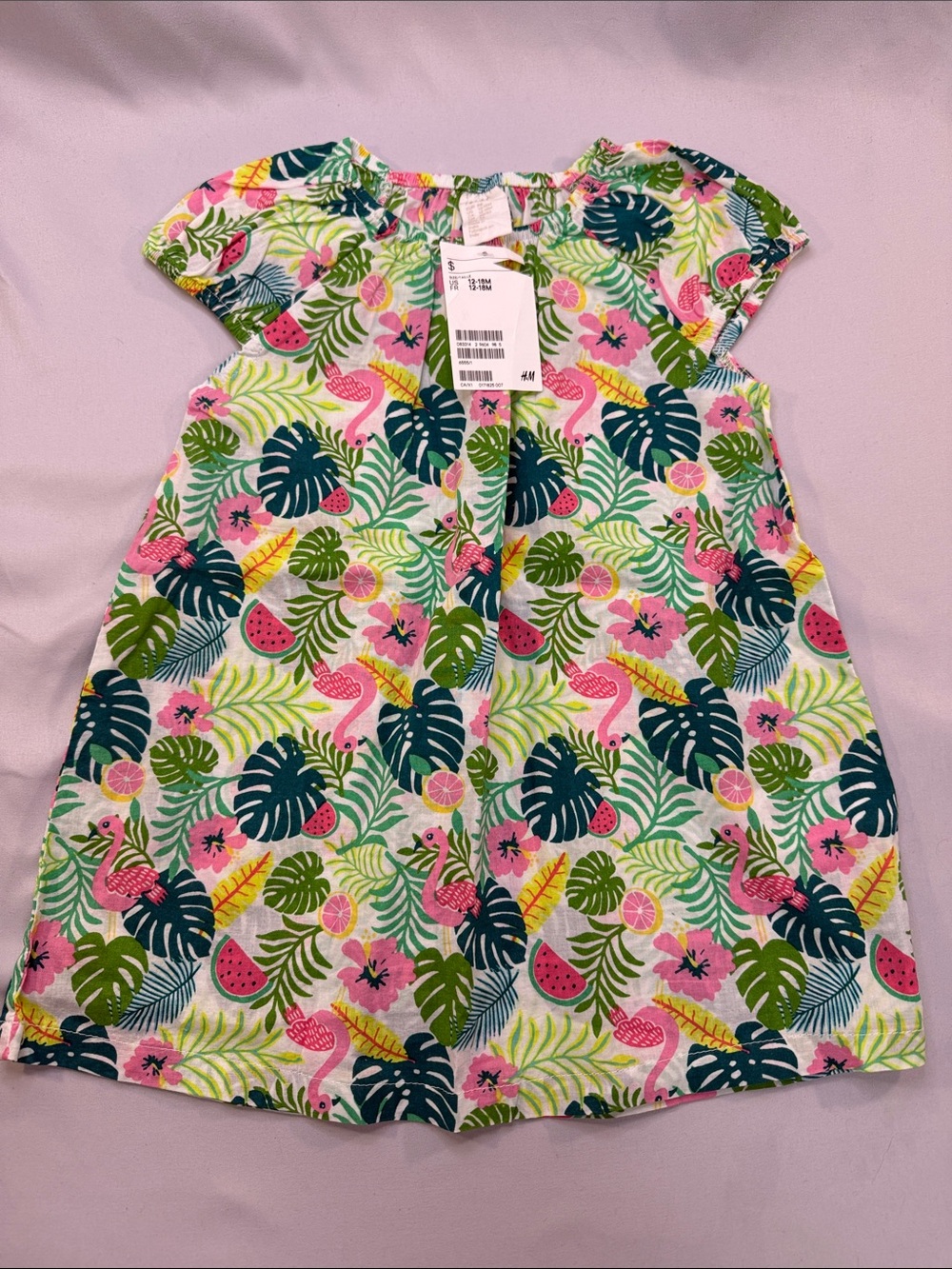 H&M Pink Flamingo & Tropical Leaf Print Casual Dress